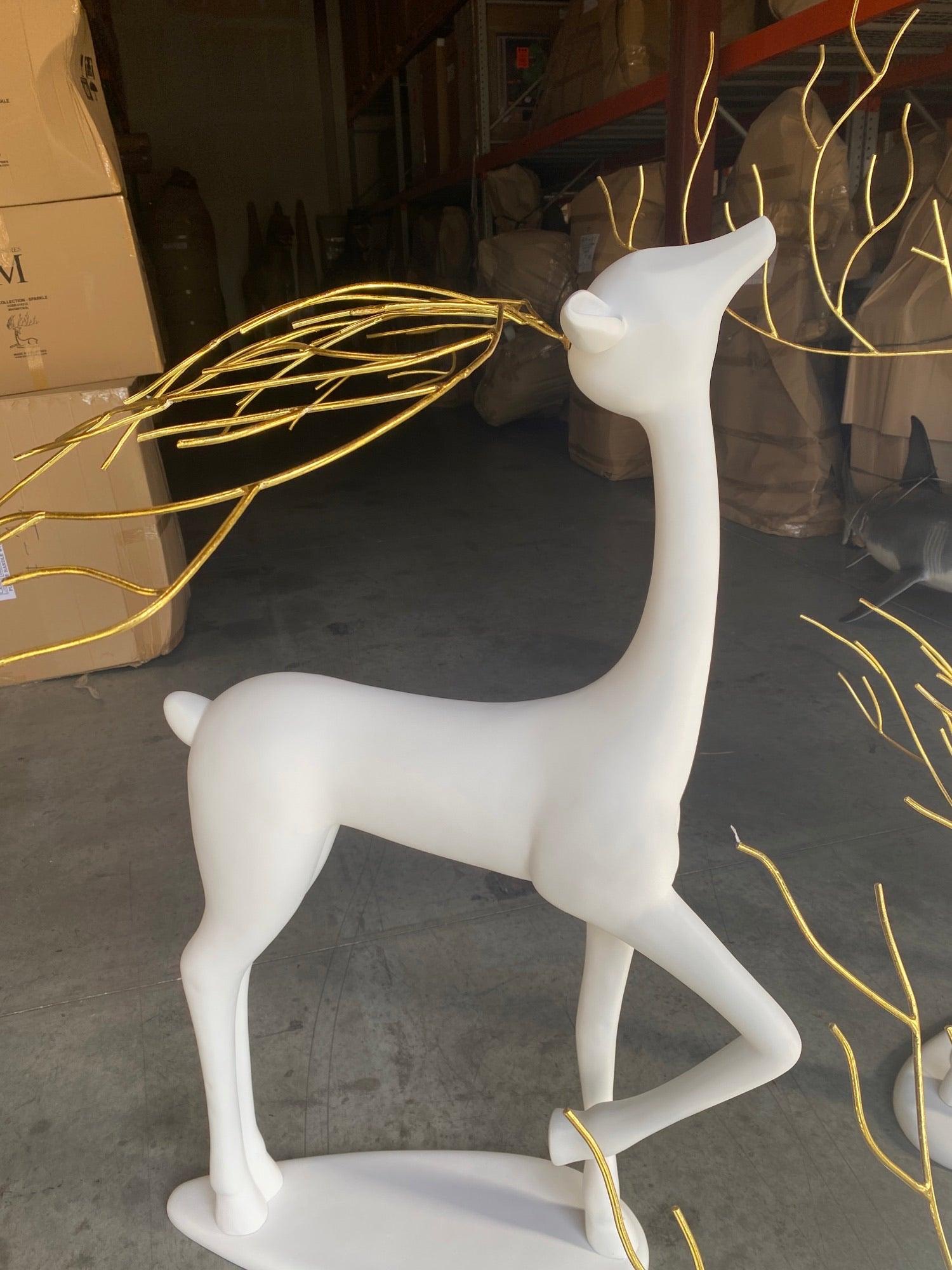 White Reindeer Glam Statue - LM Treasures Prop Rentals 