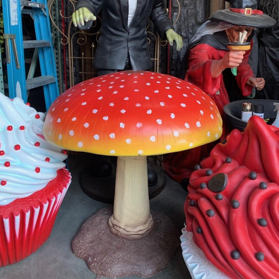 Large Red Mushroom Statue - LM Treasures Prop Rentals 