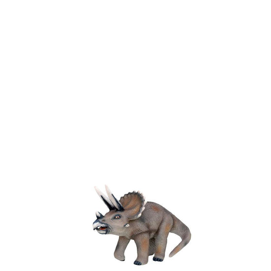 Small Gray Walking Triceratops Dinosaur Statue - LM Treasures Prop Rentals 