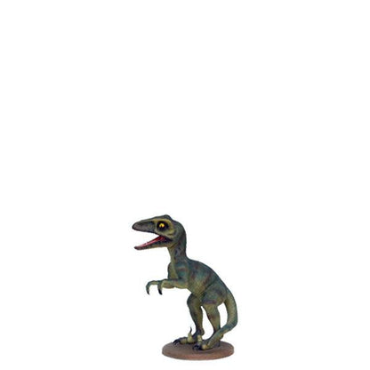 Small Green Raptor Dinosaur Statue