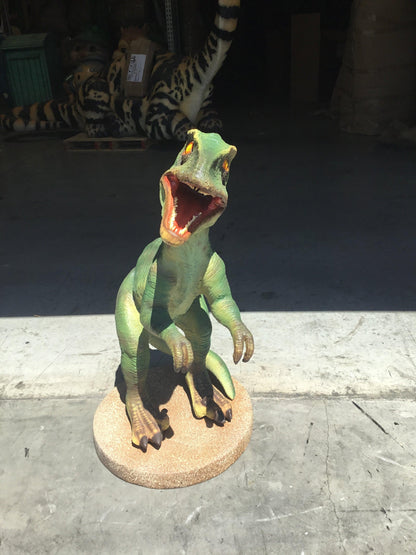 Green Raptor Dinosaur Statue