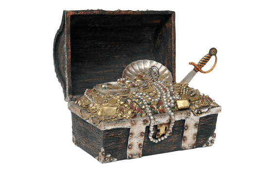 Large Opened Treasure Chest Life Size Statue - LM Treasures Prop Rentals 