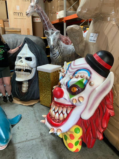 Scary Clown Head Wall Decor Over Sized Statue - LM Treasures Prop Rentals 