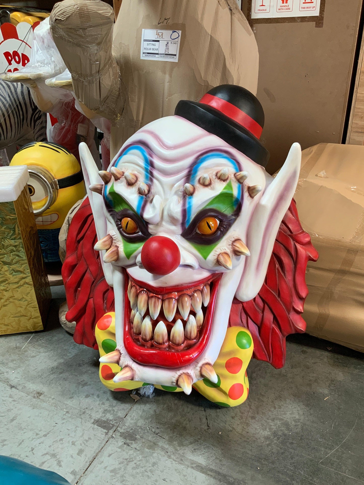 Scary Clown Head Wall Decor Over Sized Statue