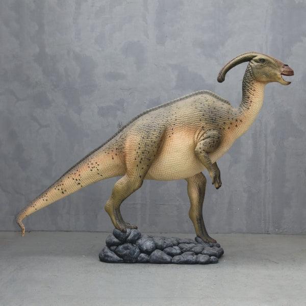 Green Parasaurolophus Dinosaur Life Size Statue - LM Treasures Prop Rentals 