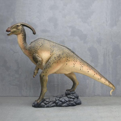 Green Parasaurolophus Dinosaur Life Size Statue
