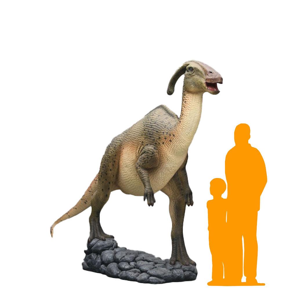 Green Parasaurolophus Dinosaur Life Size Statue - LM Treasures Prop Rentals 