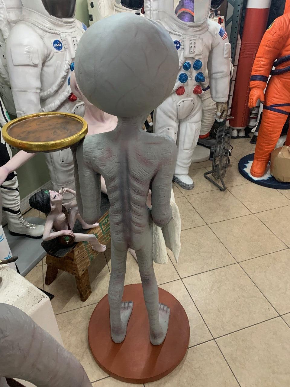 Huge Brain Alien Butler Life Size Statue