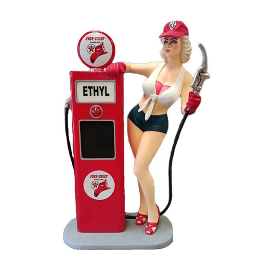 Gasoline Girl With Pump Statue - LM Treasures Prop Rentals 