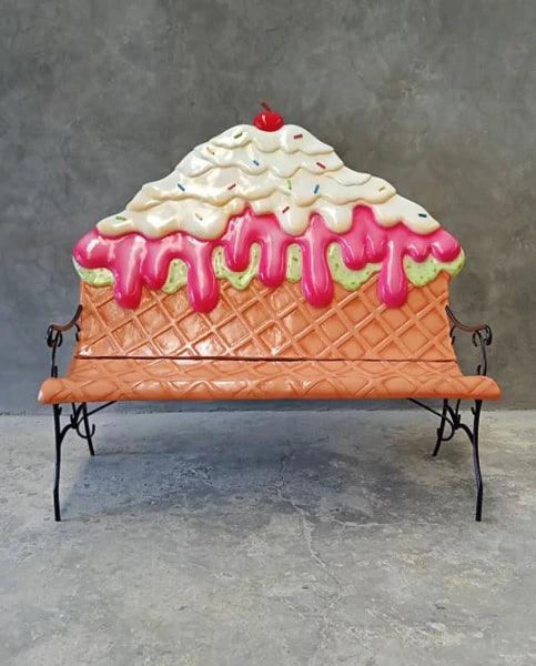 Strawberry Ice Cream Bench Statue - LM Treasures Prop Rentals 