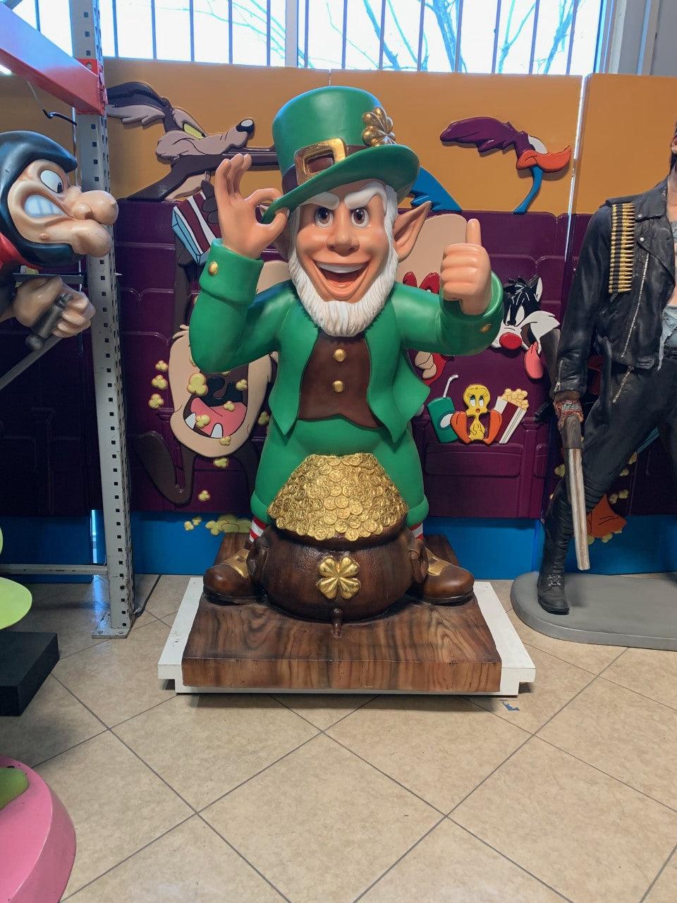 Leprechaun With Gold Life Size Statue