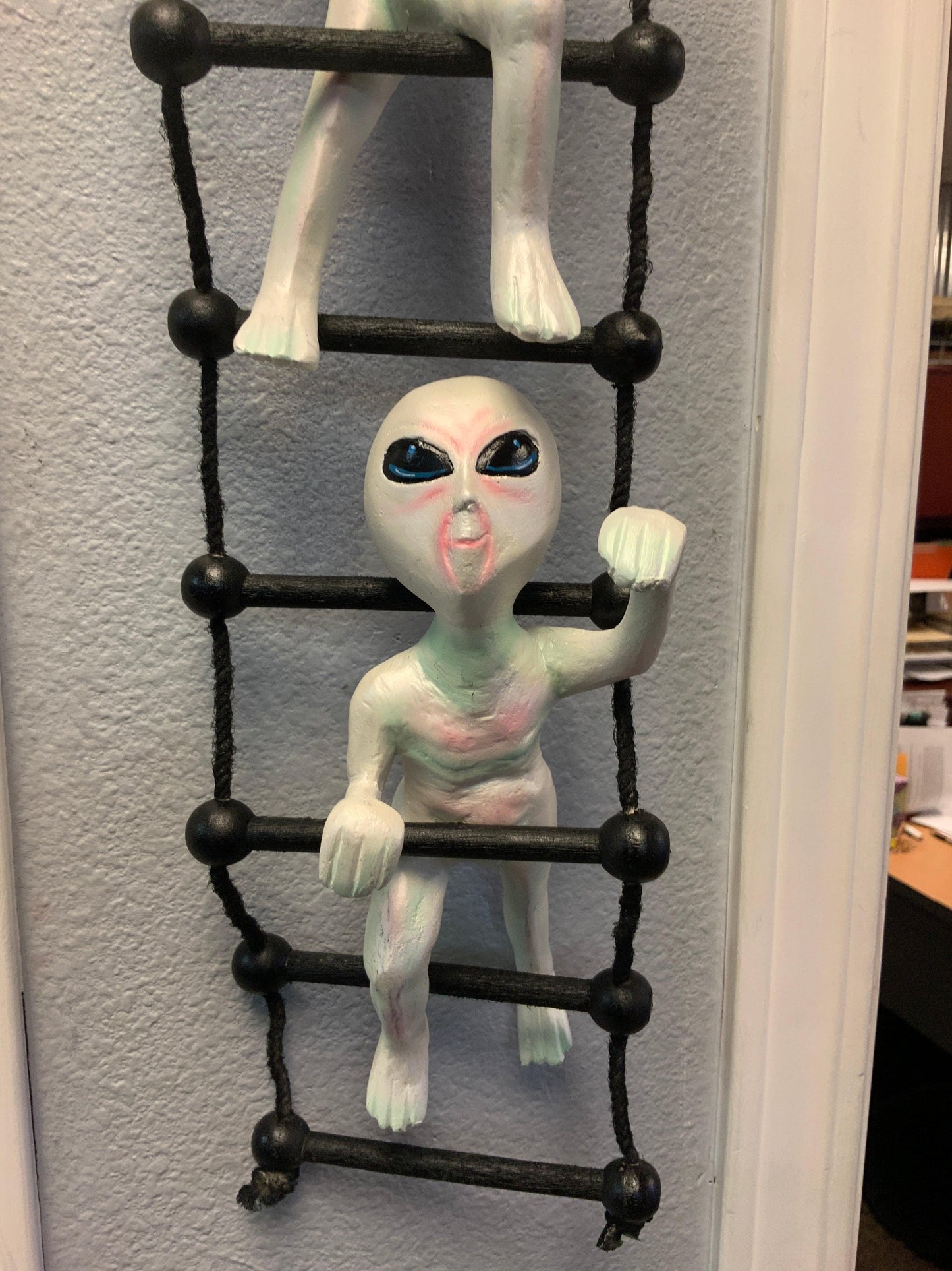 Alien on Rope Ladder Statue - LM Treasures Prop Rentals 