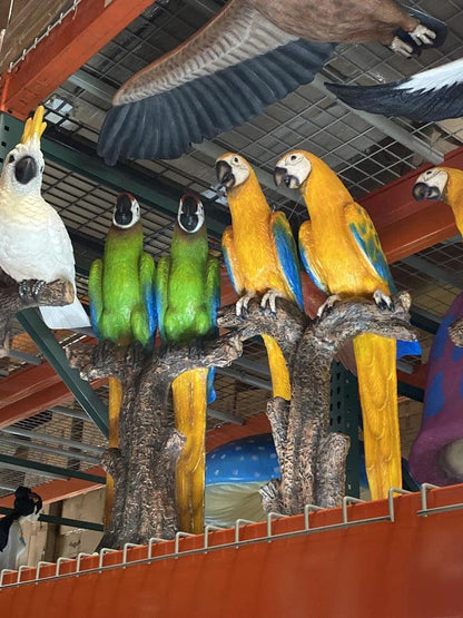 Macaw Parrots On Branch Statue