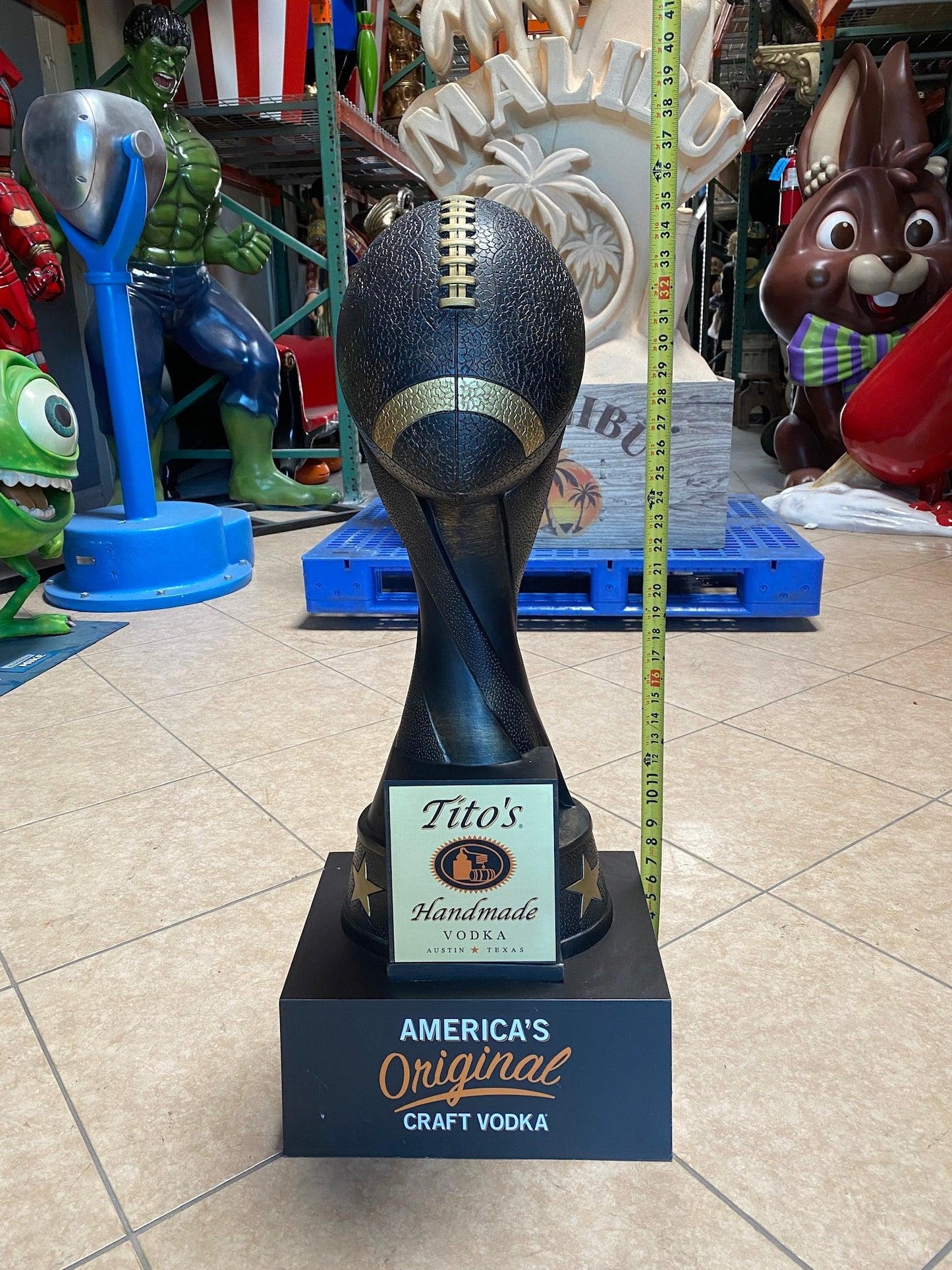 Tito's Vodka Football Trophy Over Sized Statue - LM Treasures Prop Rentals 