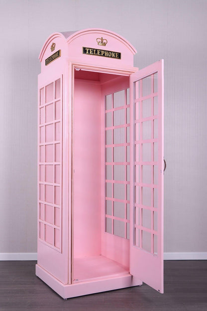 Light Pink British Phone Booth Life Size Statue