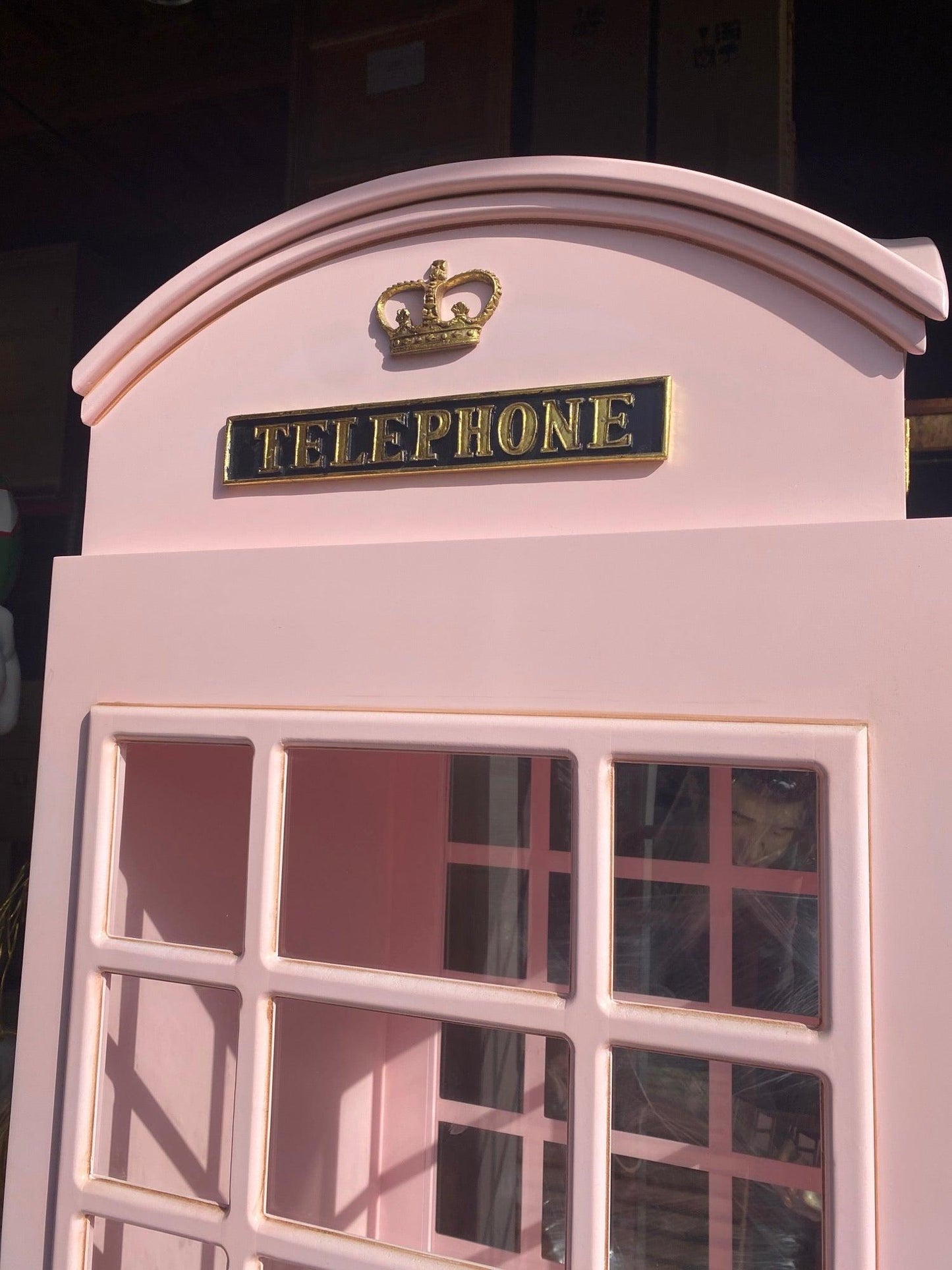 Light Pink British Phone Booth Life Size Statue