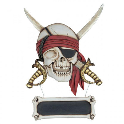 Pirate Skull Sword Sign Statue