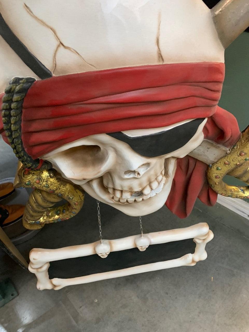 Pirate Skull Sword Sign Statue