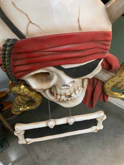 Pirate Skull Sword Sign Statue - LM Treasures Prop Rentals 