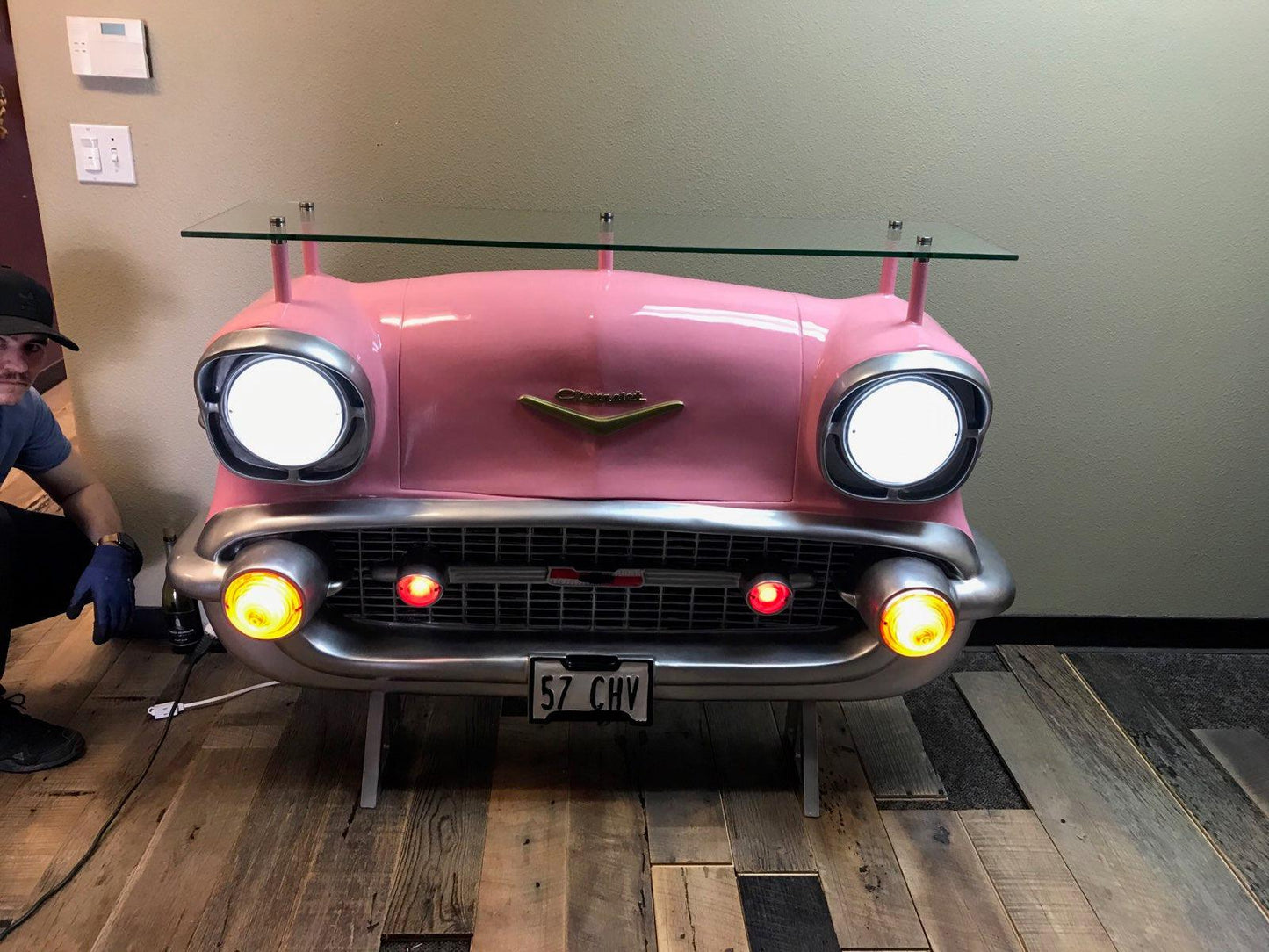 Pink Chevy Bar Life Size Statue
