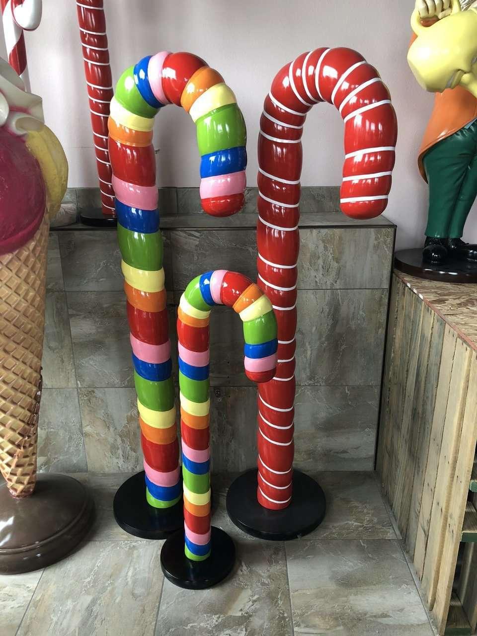 Large Rainbow Cushion Candy Cane Statue - LM Treasures Prop Rentals 