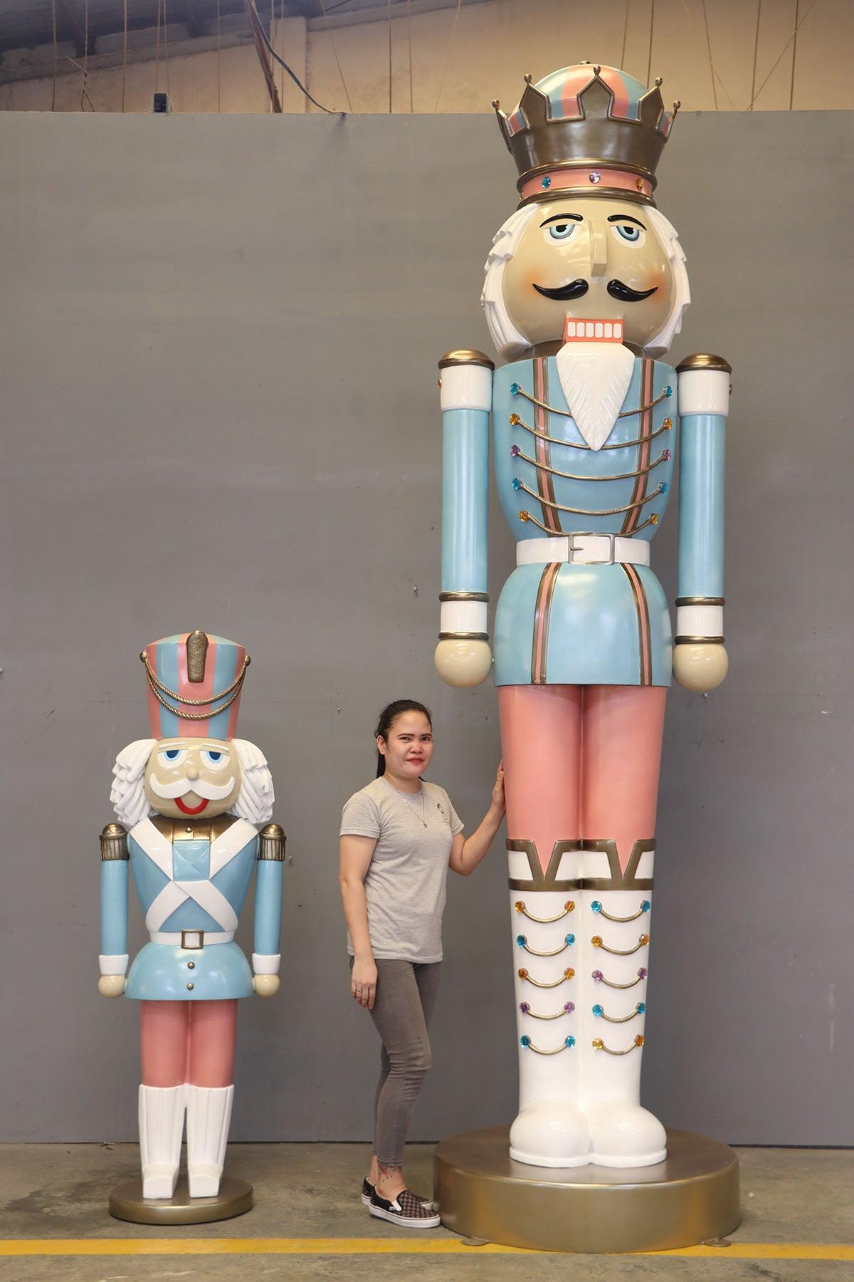 Giant 12ft Pastel Nutcracker Christmas Statue - LM Treasures Prop Rentals 