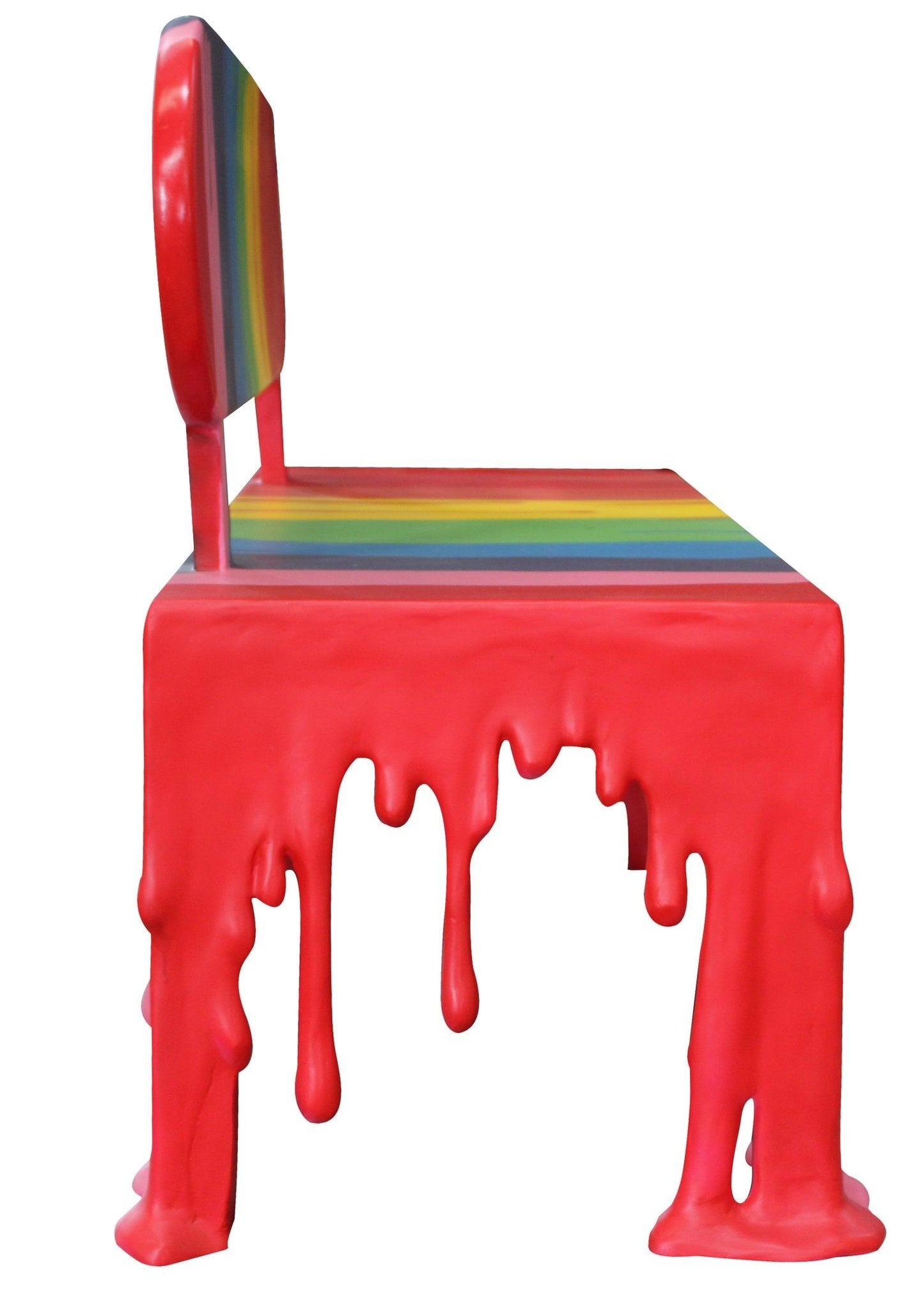 Rainbow Melting Drip Bench Statue - LM Treasures Prop Rentals 