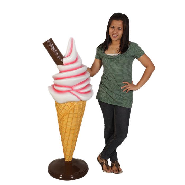 Small Strawberry Soft Serve Ice Cream Statue - LM Treasures Prop Rentals 