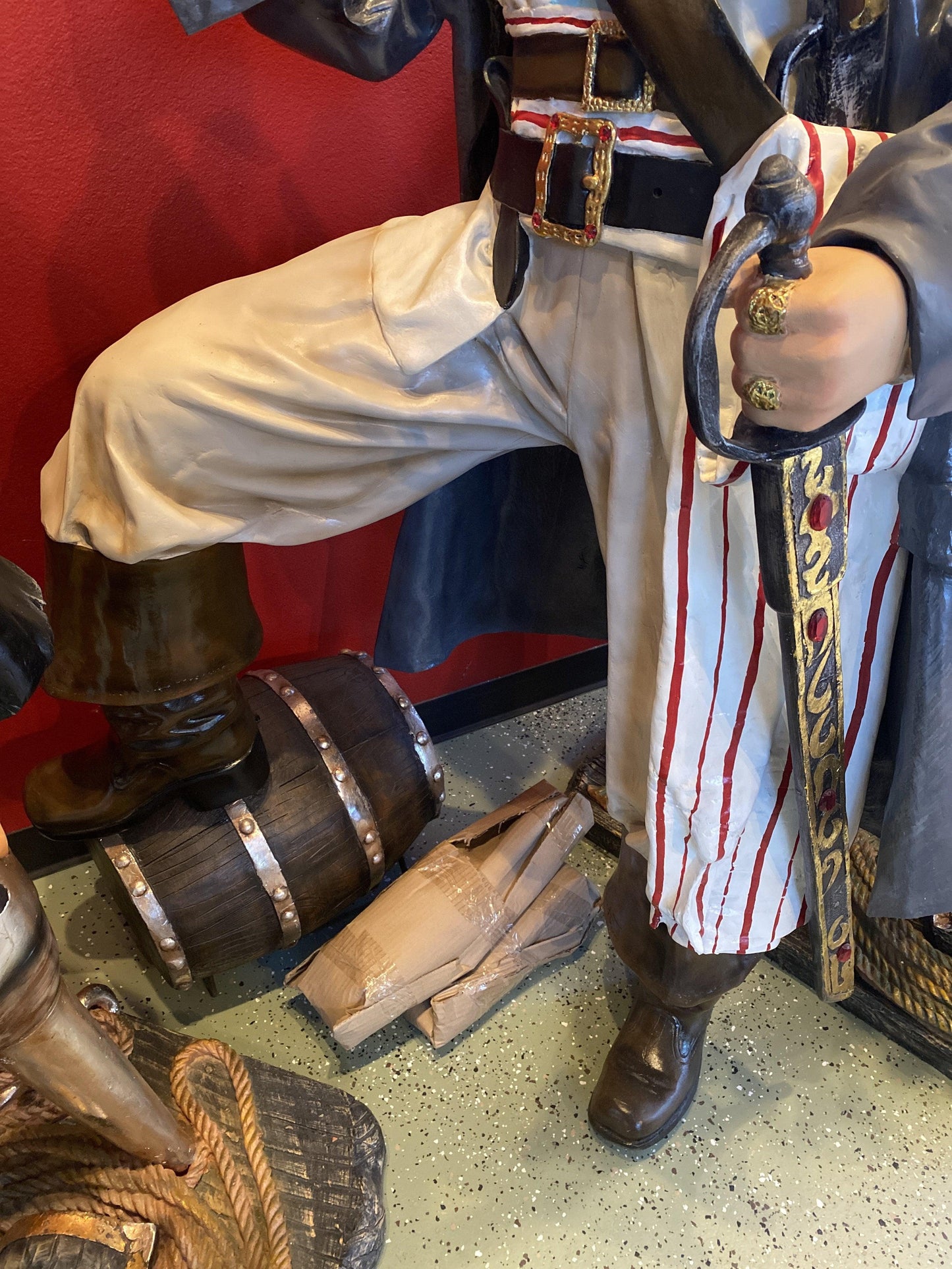 Pirate Captain Jack With Barrel Life Size Statue - LM Treasures Prop Rentals 