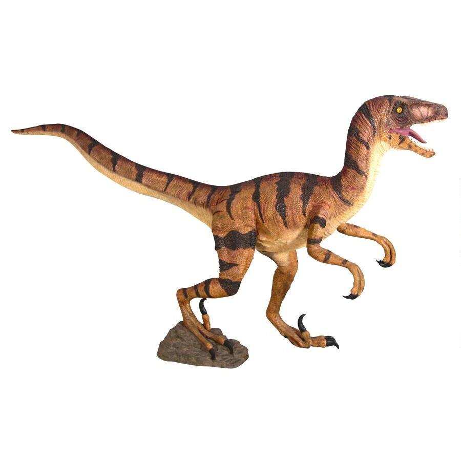 Brown Velociraptor Dinosaur Life Size Statue - LM Treasures Prop Rentals 