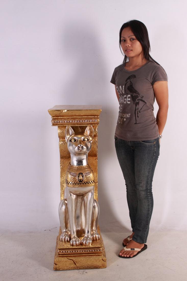 Egyptian Bastet Cat Pillar Life Size Statue - LM Treasures Prop Rentals 