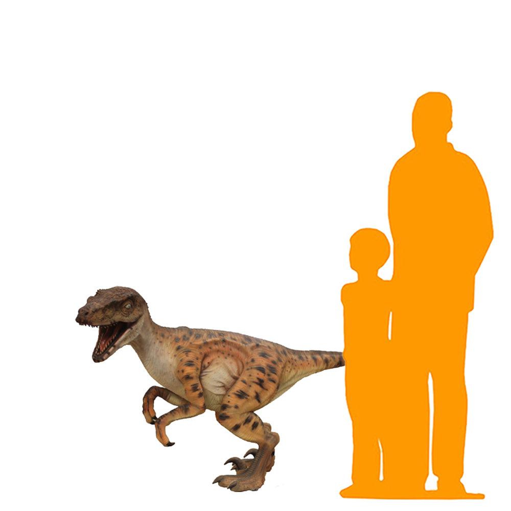 Small Brown Velociraptor Dinosaur Statue - LM Treasures Prop Rentals 