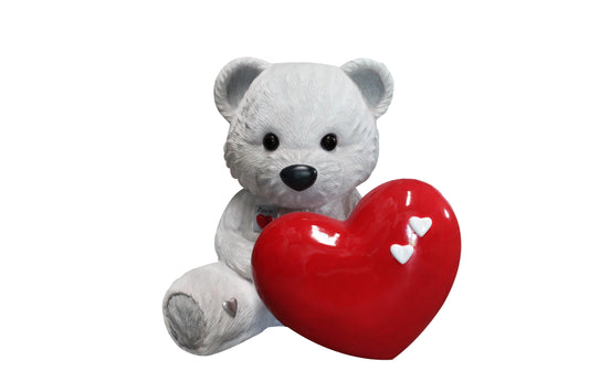 Bear Teddy Love White Over Sized Toy Prop Decor Resin Statue - LM Treasures Prop Rentals 