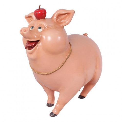 Comic Pig With Apple Statue - LM Treasures Prop Rentals 