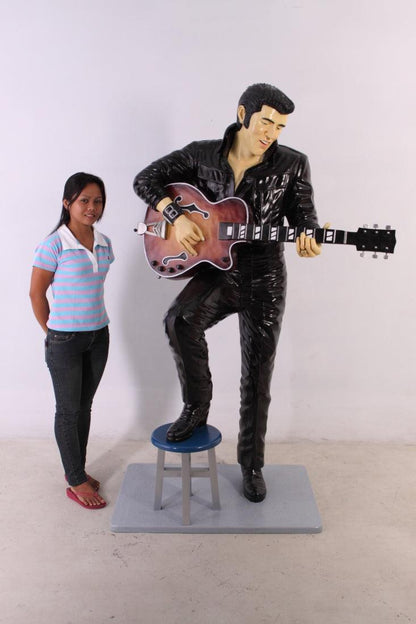 Singer Elvis In Black Life Size Statue - LM Treasures Prop Rentals 