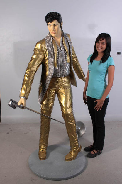 Singer Elvis In Gold Life Size Statue - LM Treasures Prop Rentals 