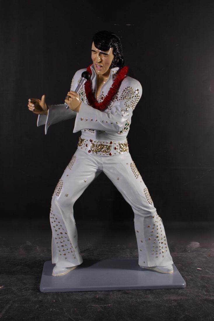 Singer Elvis In White Standing Life Size Statue
