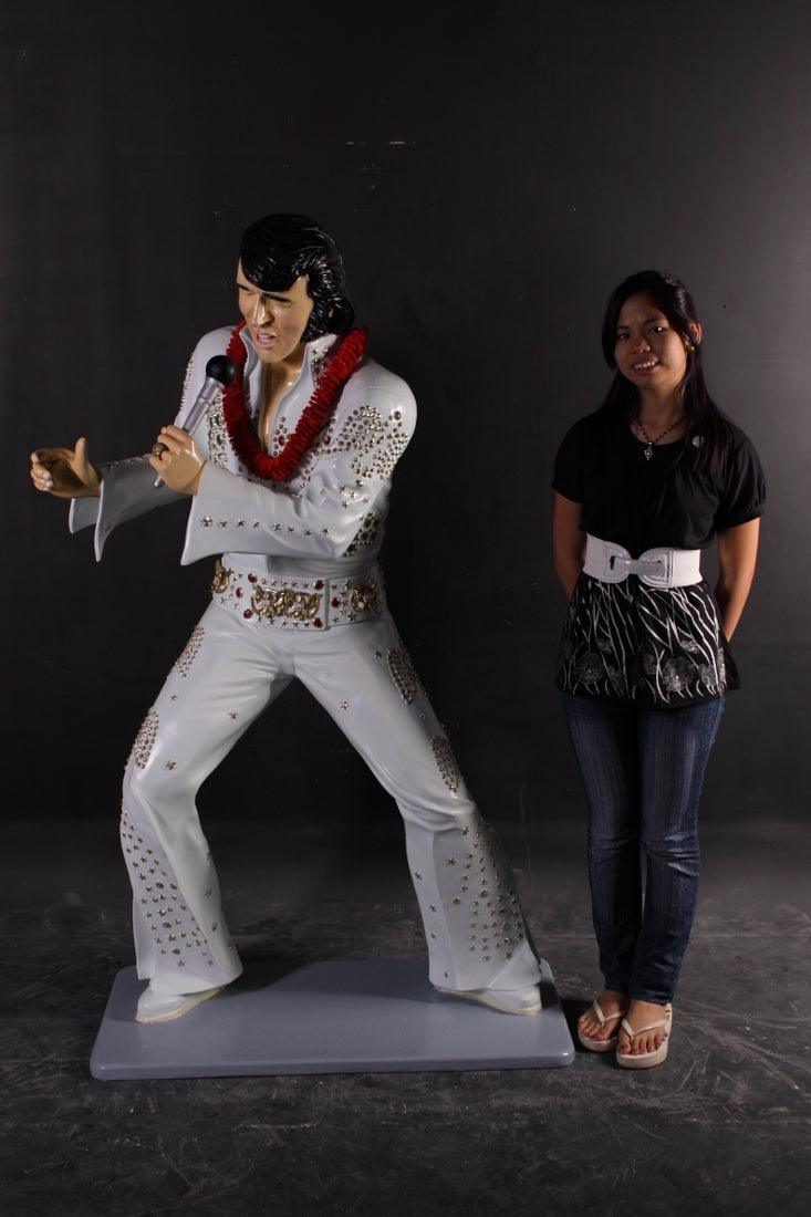 Singer Elvis In White Standing Life Size Statue - LM Treasures Prop Rentals 