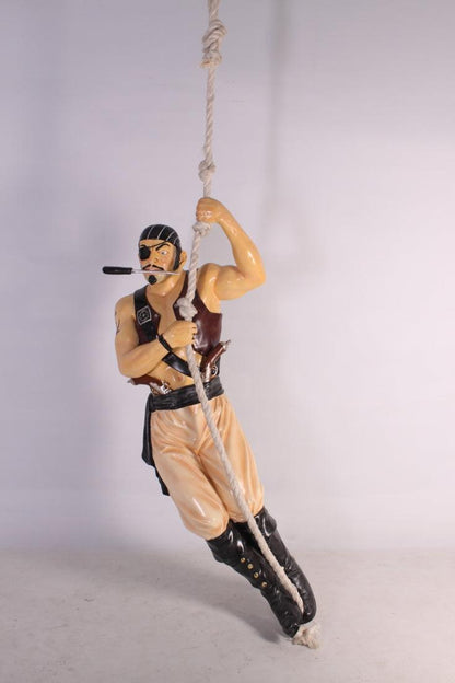 Pirate In Vest Hanging on Rope Life Size Statue