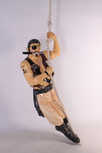 Pirate In Vest Hanging on Rope Life Size Statue - LM Treasures Prop Rentals 