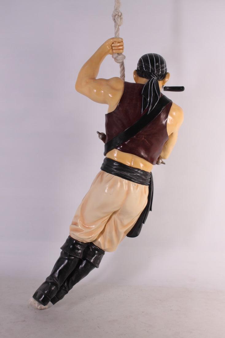 Pirate In Vest Hanging on Rope Life Size Statue - LM Treasures Prop Rentals 
