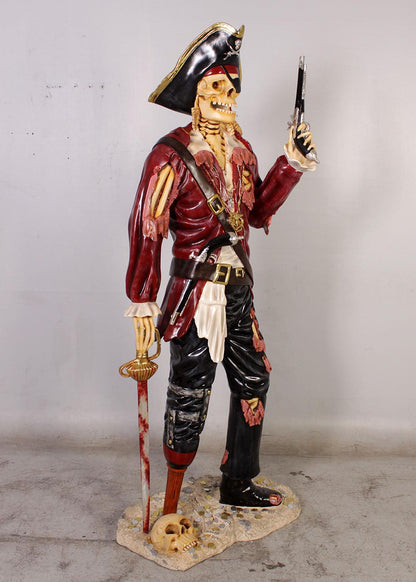 Pirate Skeleton With Gun Life Size Statue