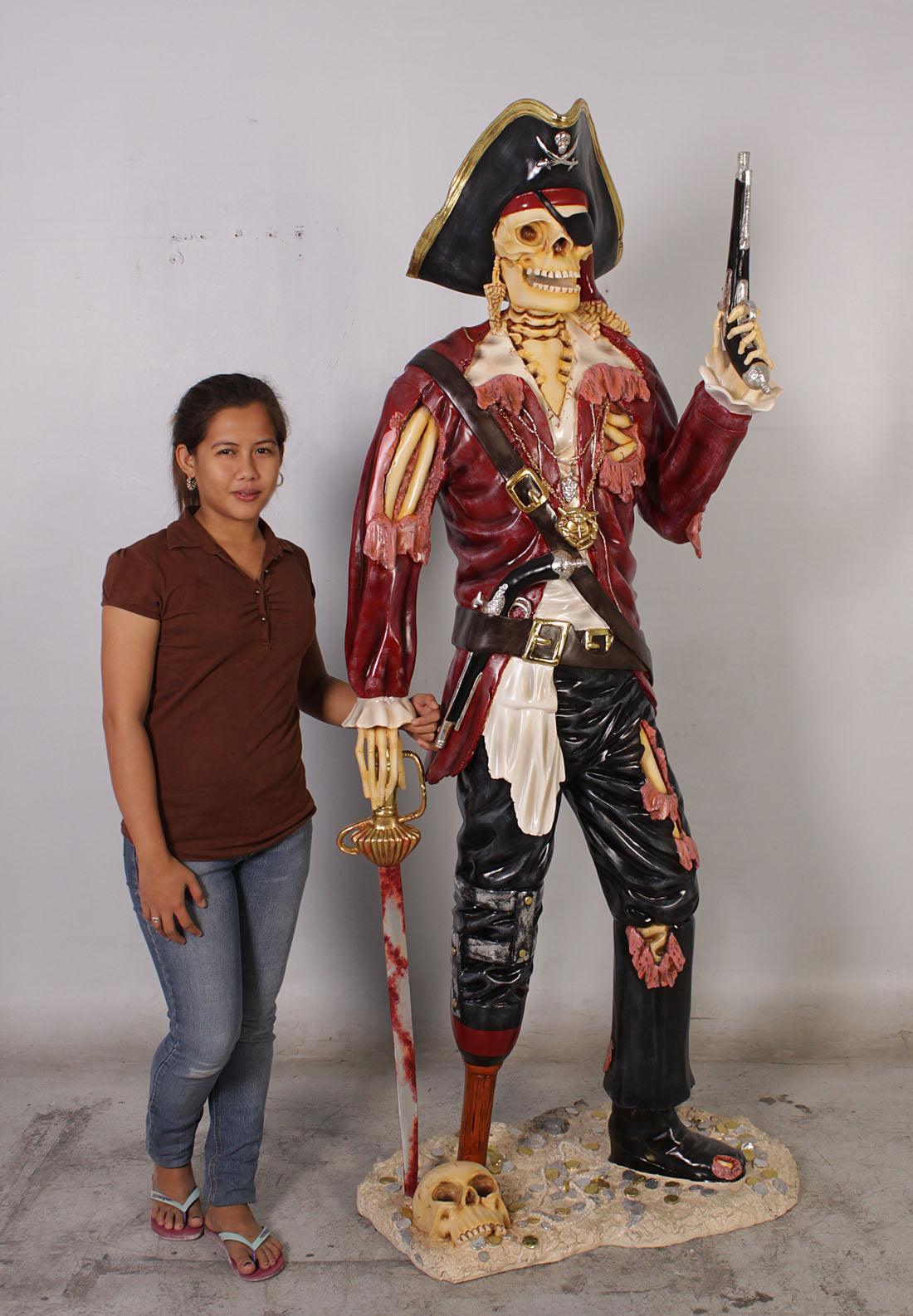 Pirate Skeleton With Gun Life Size Statue - LM Treasures Prop Rentals 