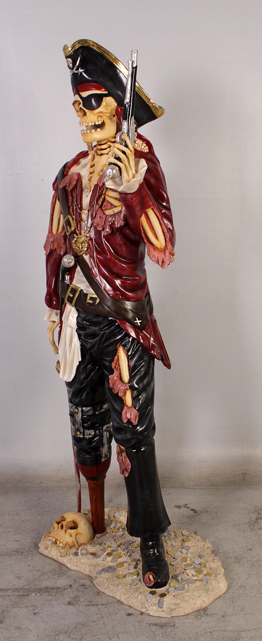Pirate Skeleton With Gun Life Size Statue