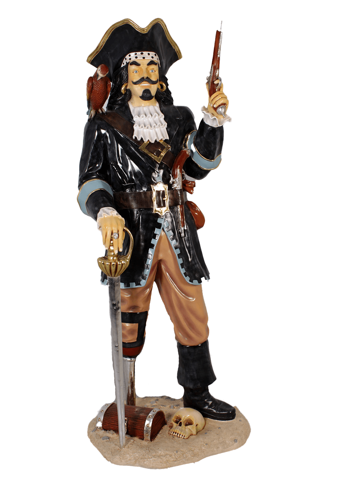 Pirate Captain Morgan With Gun Life Size Statue - LM Treasures Prop Rentals 