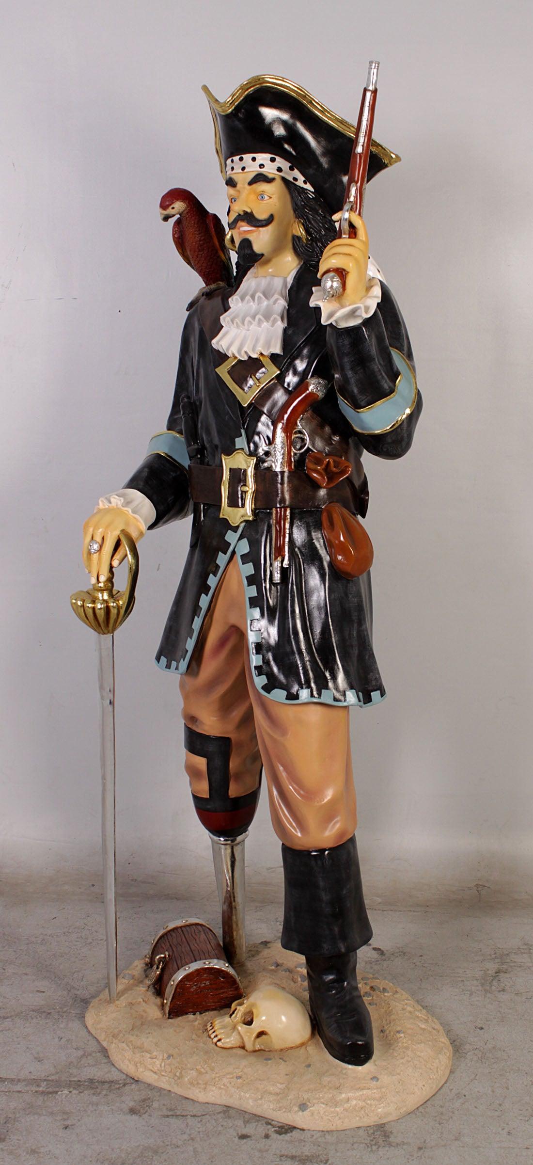 Pirate Captain Morgan With Gun Life Size Statue - LM Treasures Prop Rentals 
