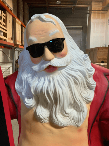 Santa Claus With Surfboard Statue