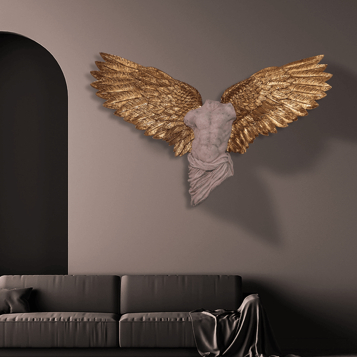Male Stone Angel Wall Decor Statue - LM Treasures Prop Rentals 