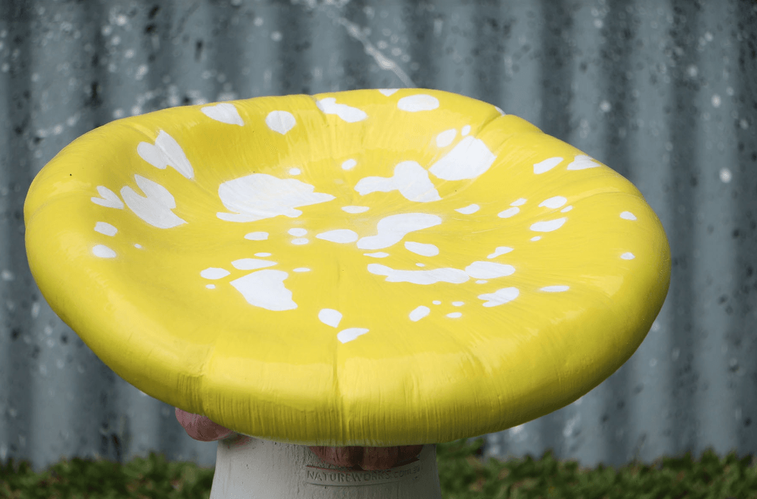 Yellow Slanted Mushroom Stool Statue
