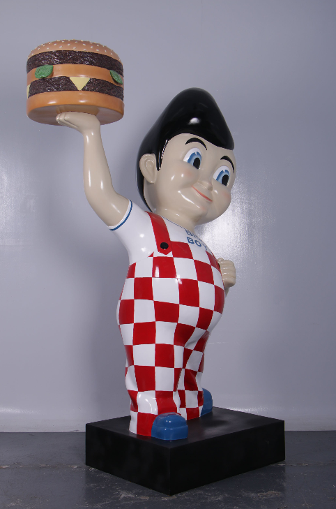 Large Boy Holding Hamburger Life Size Statue